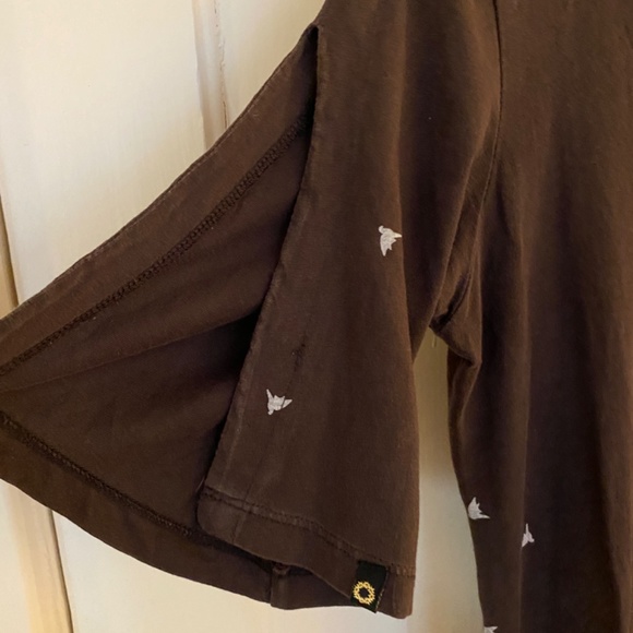 Bird pattern brown dress - Picture 2 of 7